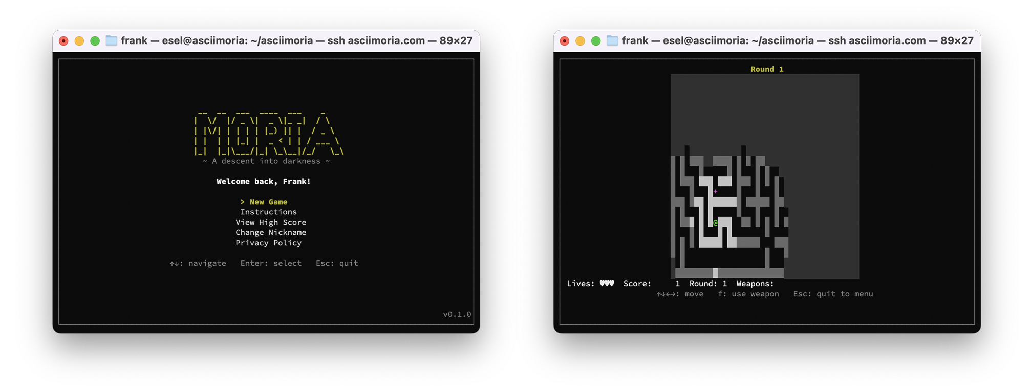 Screenshots from the game