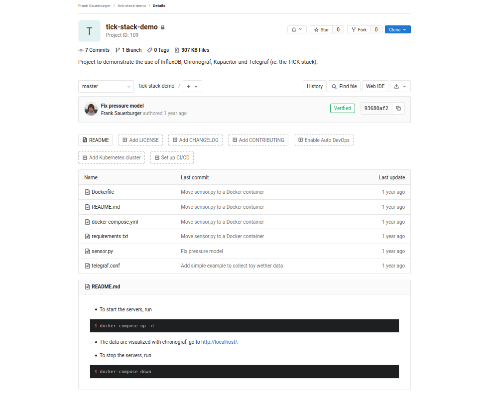 Screenshot of GitLab repository